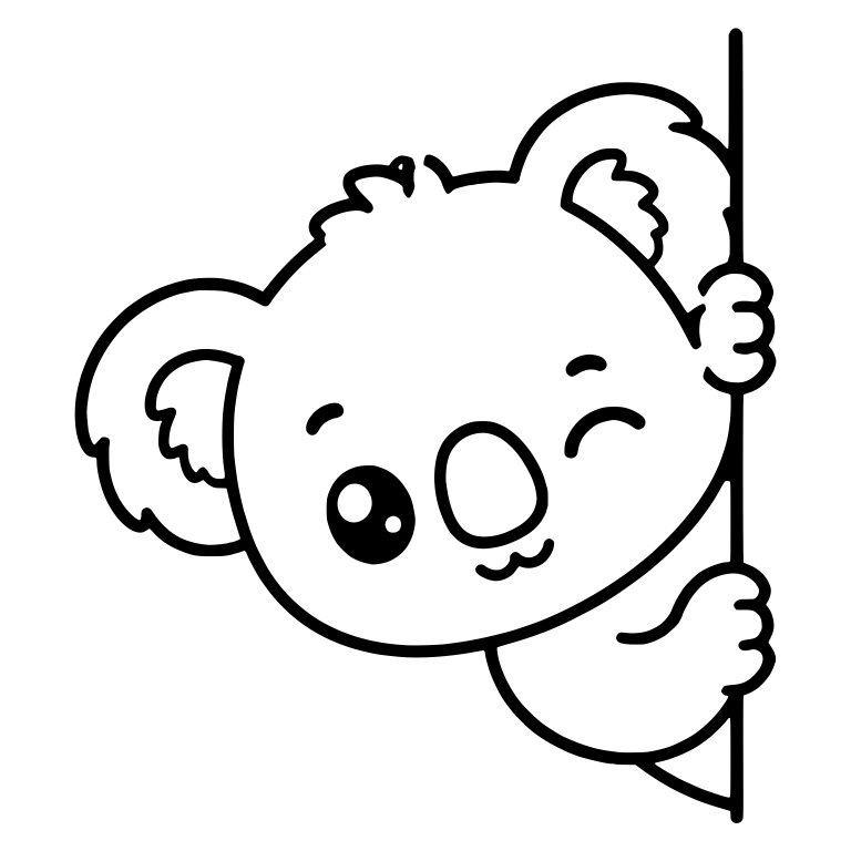 Winking Koala Peeking Around Right Edge — free animal SVG cut file