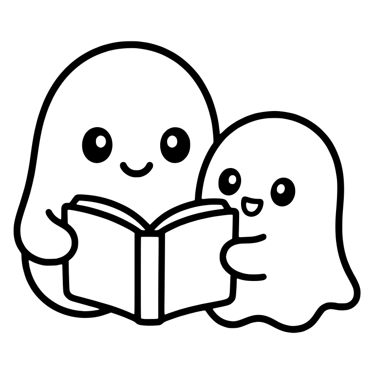 Two Ghosts Reading a Book Together — free fantasy-creature SVG cut file