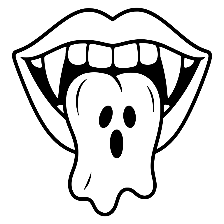 Front Vampire Mouth With Long Ghost Tongue — free fantasy-creature SVG cut file