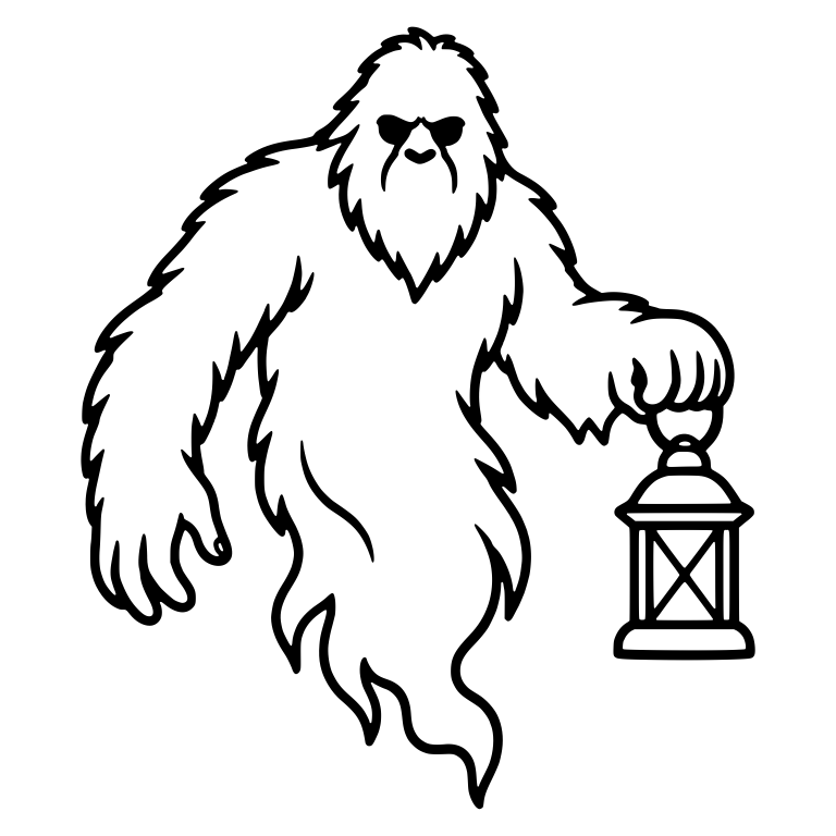 Bigfoot Ghost Holding a Lantern — free fantasy-creature SVG cut file
