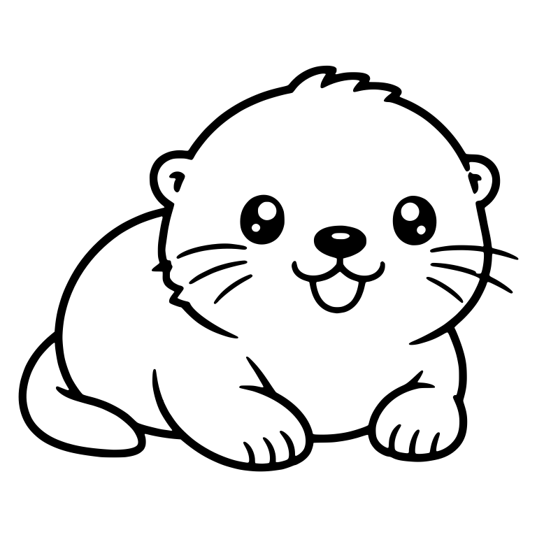 Chubby Otter Resting on Its Belly With Open Smile — free animal SVG cut file