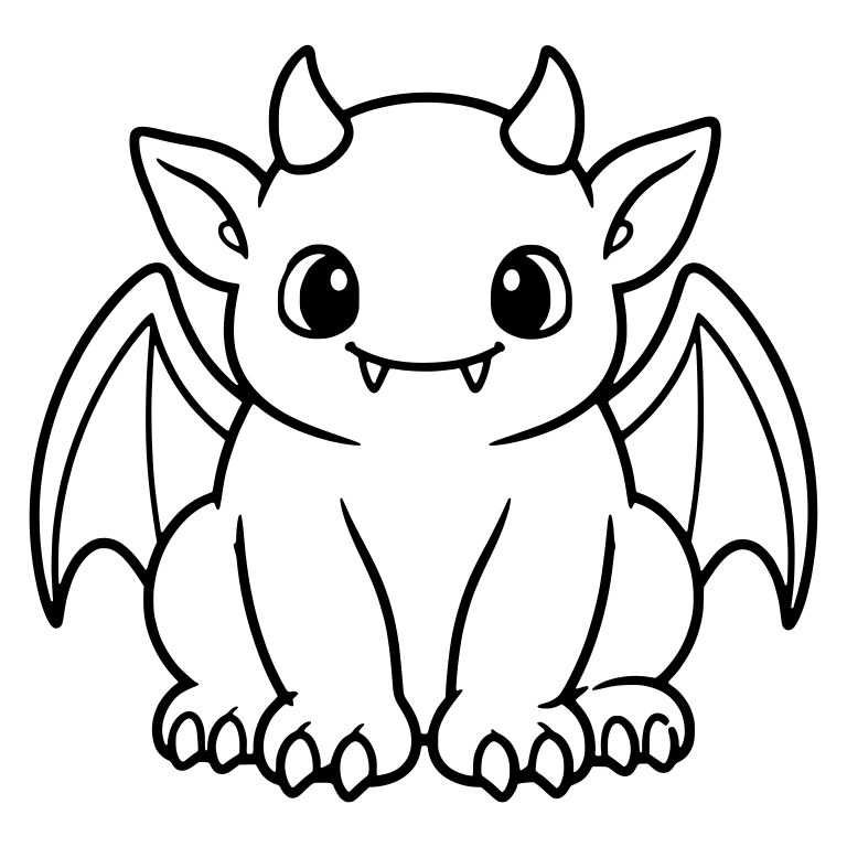Sitting Winged Gargoyle With Big Eyes And Two Fangs — free fantasy-creature SVG cut file