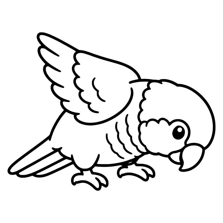 Parrot Leaning Forward With One Wing Raised — free animal SVG cut file