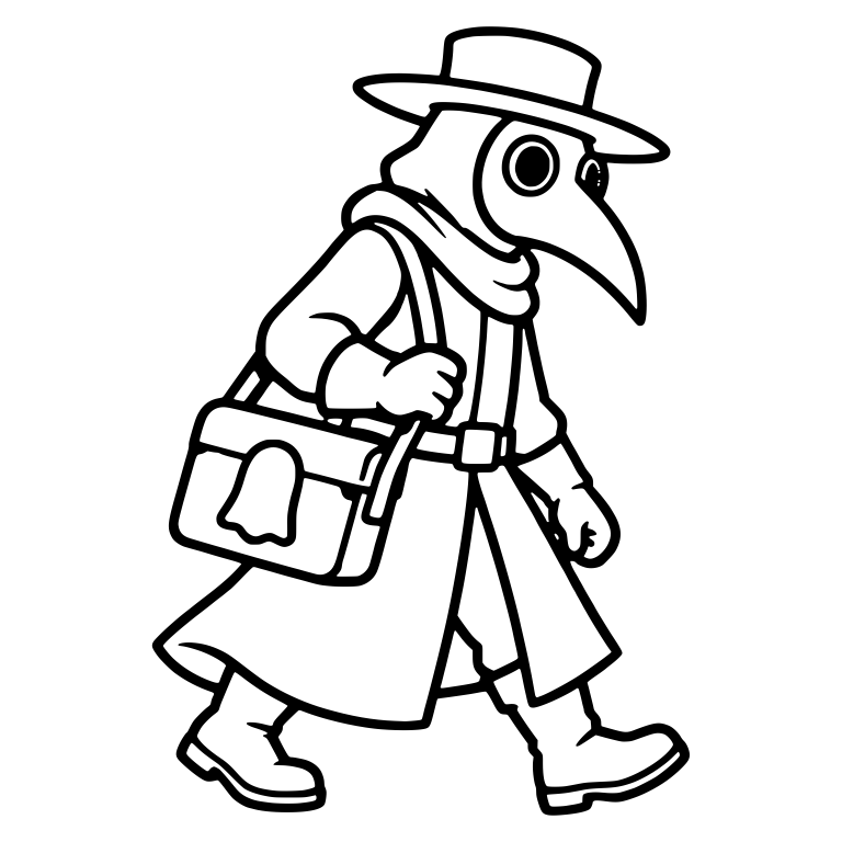 Walking Plague Doctor with Ghost Satchel — free characters SVG cut file