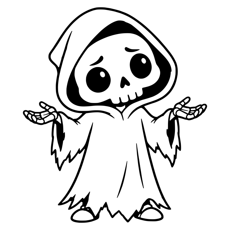 Grim Reaper Shrugging in a Tattered Robe and Sleeves — free characters SVG cut file