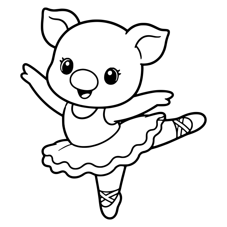 Ballerina Piglet in Tutu Doing an Arabesque — free animal SVG cut file