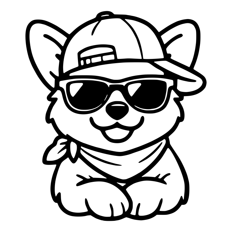 Corgi in Cap, Sunglasses and Bandana — free animal SVG cut file