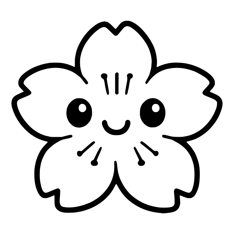 Kawaii Cherry Blossom Face With Five Notched Petals — free floral SVG cut file