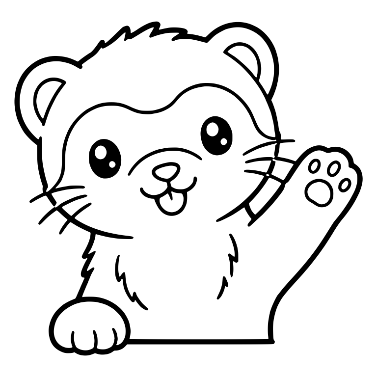 Waving Ferret Peeking Over a Ledge With Raised Paw — free animal SVG cut file