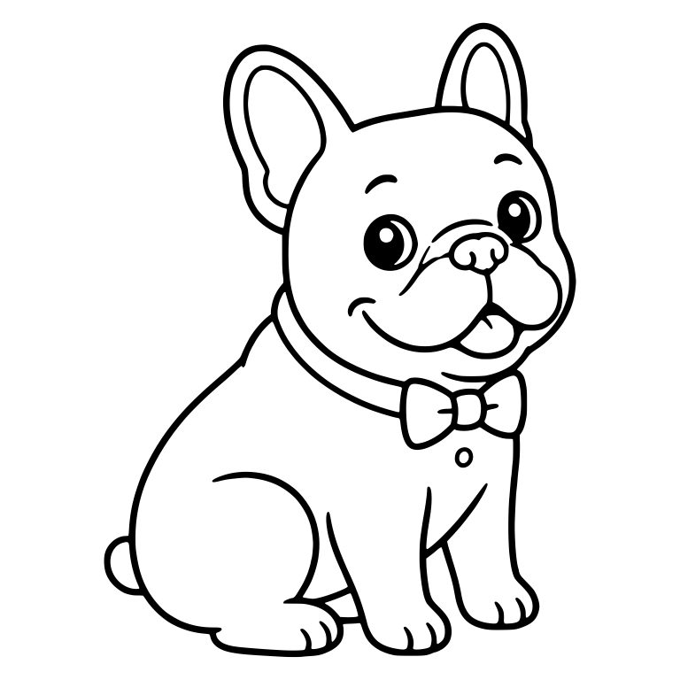 Sitting French Bulldog In Side View With Bow Tie — free animal SVG cut file