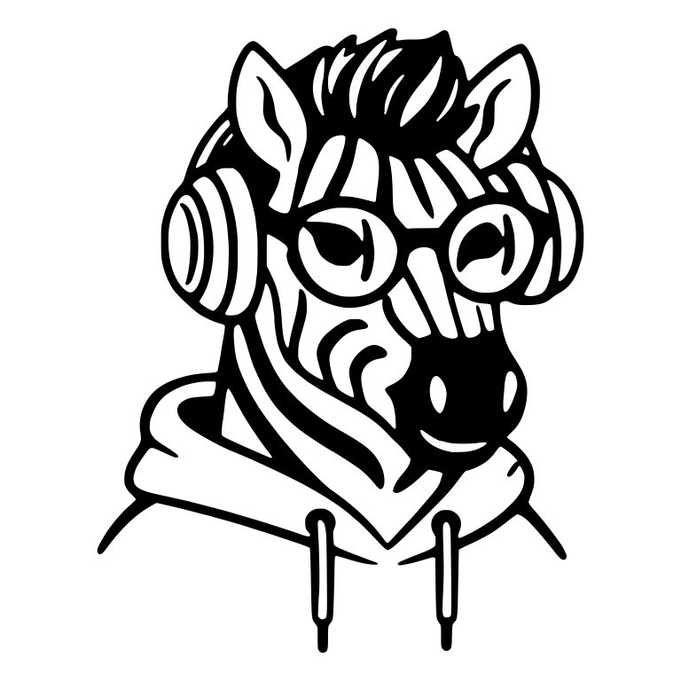 Zebra in Headphones, Round Glasses and Hoodie — free animal SVG cut file