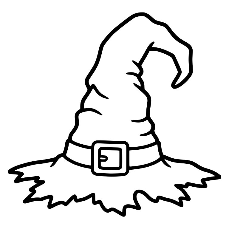 Ragged-Brim Witch Hat with Buckle and Curved Tip — free objects SVG cut file