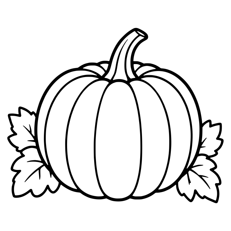 Pumpkin With Leaf Clusters at Both Sides — free floral SVG cut file