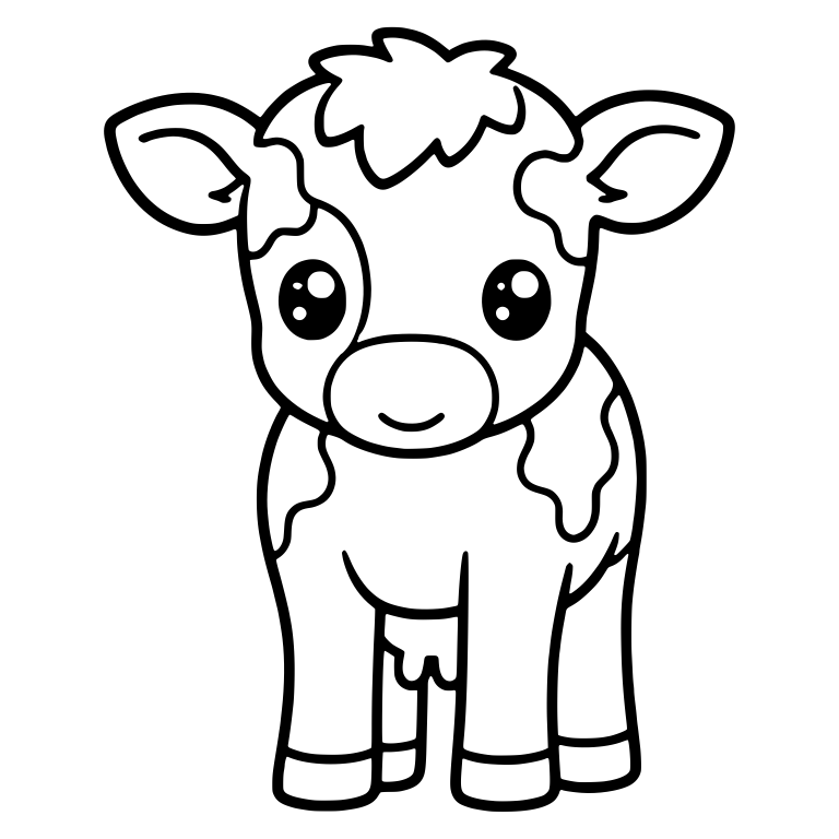 Standing Calf With Head Patches and Fluffy Forelock — free animal SVG cut file