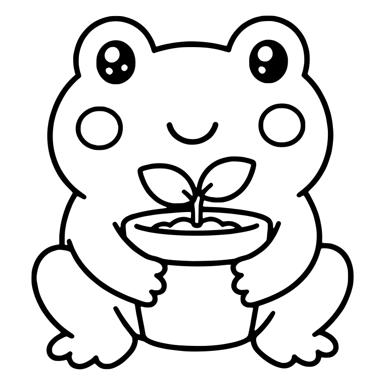 Frog Hugging a Potted Seedling — free animal SVG cut file