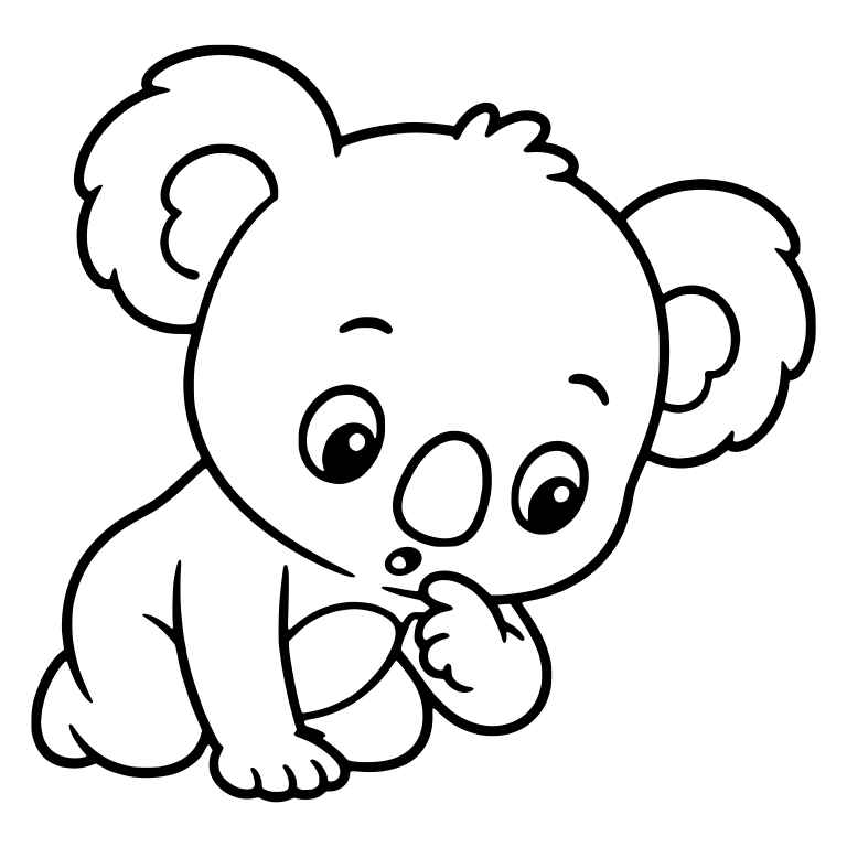 Curious Koala Crouching with Paw at Mouth — free animal SVG cut file
