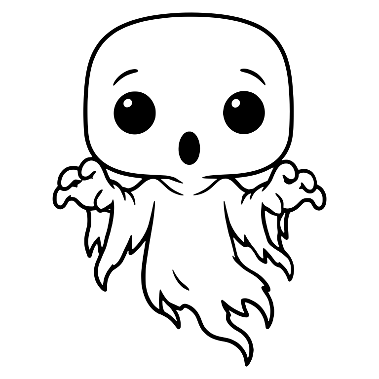Floating Ghost With Square Head and Ragged Robe Hem — free fantasy-creature SVG cut file