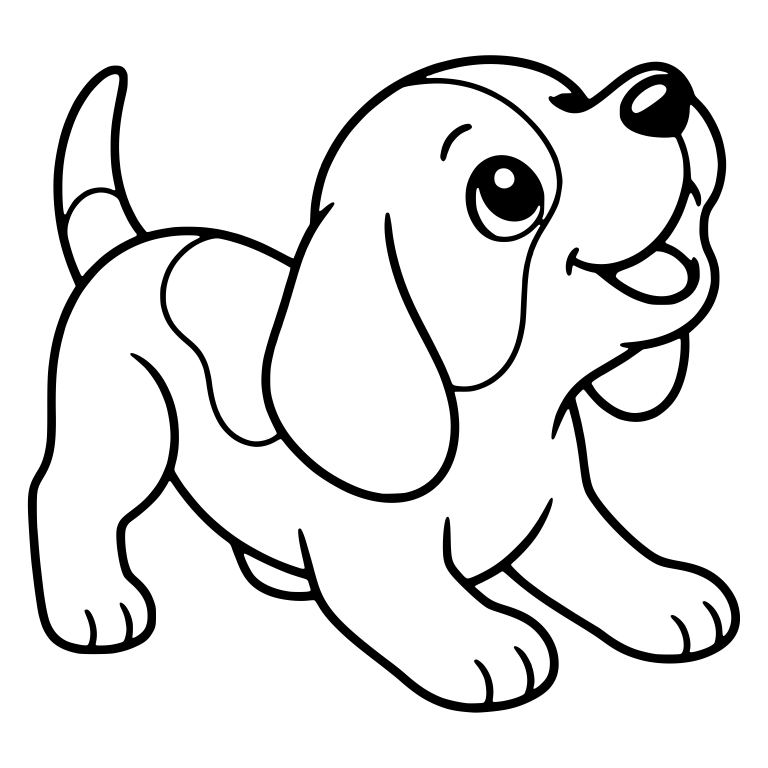 Beagle Puppy Looking Up with Tongue Out and Tail Raised — free animal SVG cut file