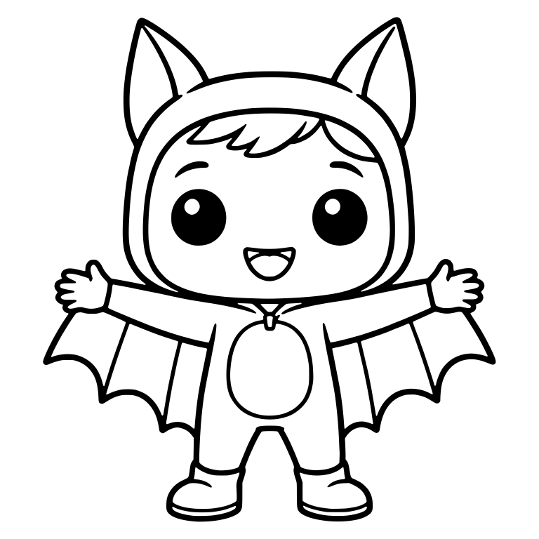 Bat Costume Kid With Open Hands And Wing Sleeves — free characters SVG cut file