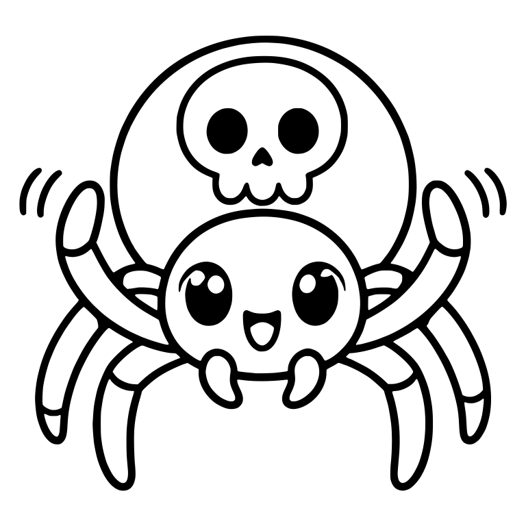 Waving Spider with Big Skull Marking on Round Body — free insect SVG cut file