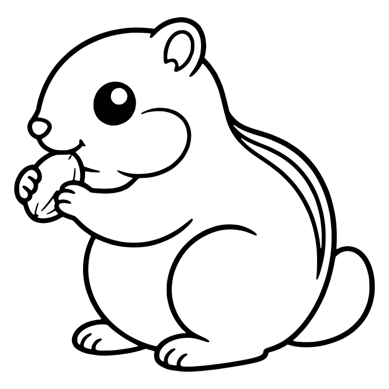 Chubby Chipmunk Nibbling a Nut in Profile — free animal SVG cut file