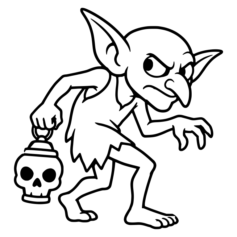 Hunched Goblin Sneaking With a Skull Lantern — free fantasy-creature SVG cut file
