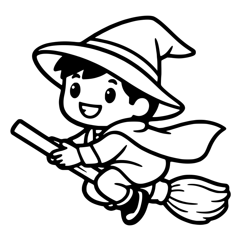 Young Wizard Flying on a Broomstick With Flowing Cape — free characters SVG cut file