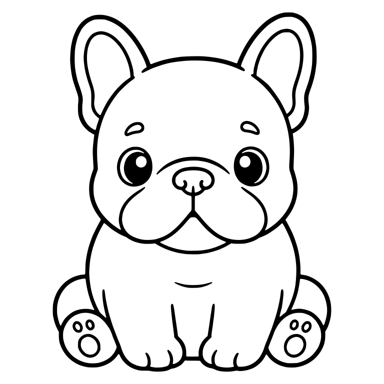 Round French Bulldog Puppy Sitting with Paw Pads — free animal SVG cut file