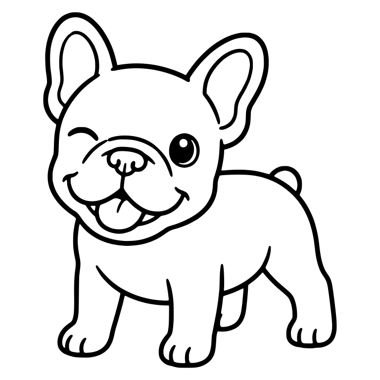 Winking French Bulldog Puppy Standing With Tongue Out — free animal SVG cut file