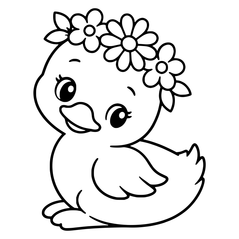 Sitting Duckling With Big Daisy Flower Crown — free animal SVG cut file