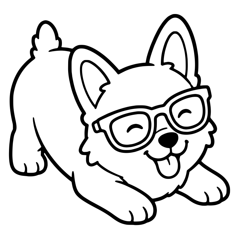 Laughing Corgi Play-Bowing in Glasses — free animal SVG cut file