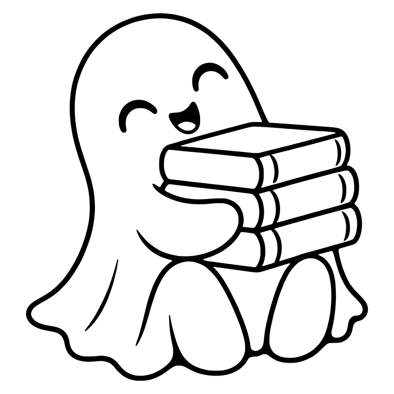 Ghost Hugging Stack Of Three Books — free fantasy-creature SVG cut file