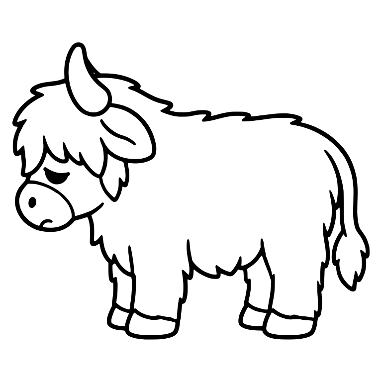 Side View Highland Cow Standing With Head Down — free animal SVG cut file