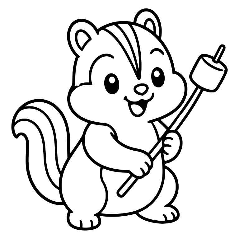 Chipmunk Turned Sideways Holding Marshmallow Stick — free animal SVG cut file