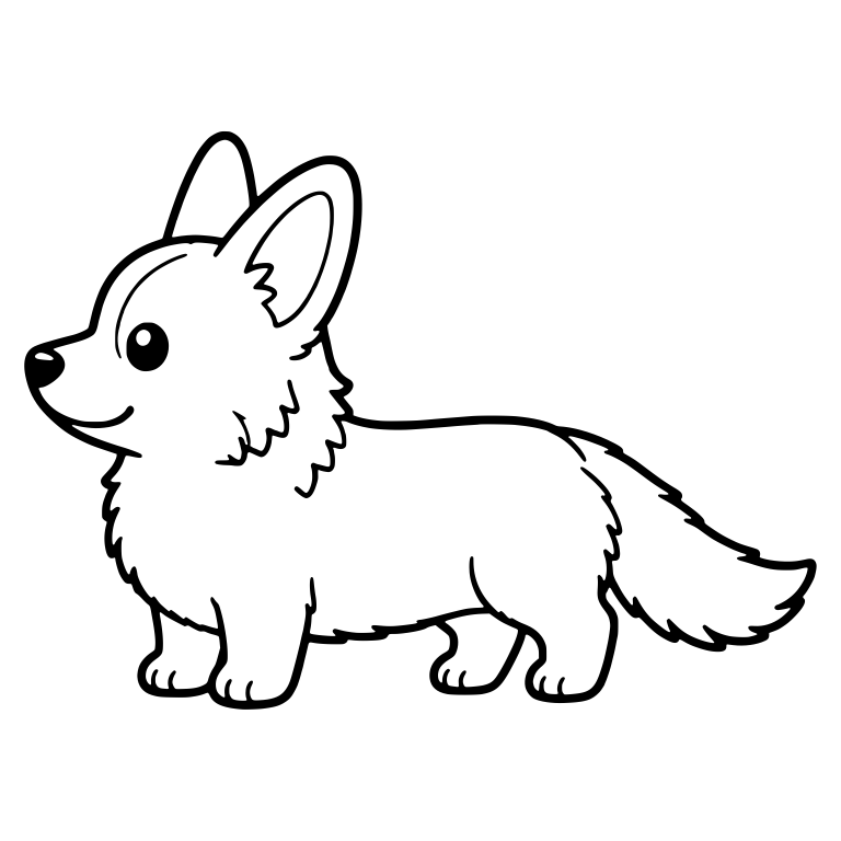 Cardigan Corgi Standing Side View With Long Tail — free animal SVG cut file