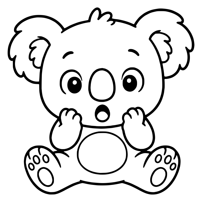 Surprised Koala Sitting With Paws On Cheeks — free animal SVG cut file