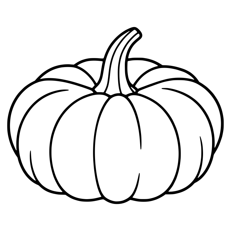 Flat Deeply Ribbed Pumpkin with Tall Curved Stem — free floral SVG cut file