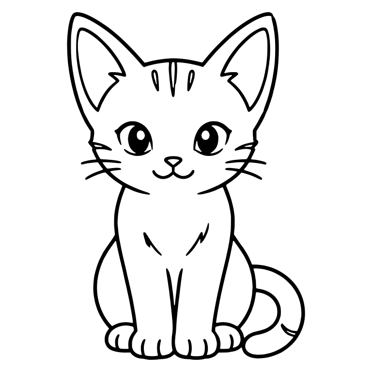 Smiling Big Ear Kitten Sitting Upright — free animal SVG cut file