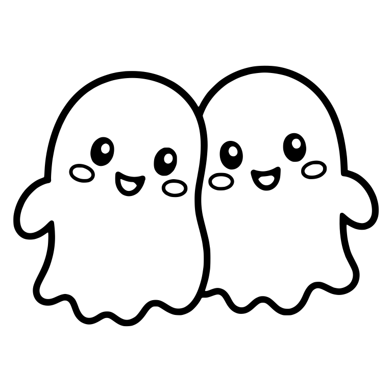 Two Smiling Ghost Friends Standing Shoulder to Shoulder — free fantasy-creature SVG cut file