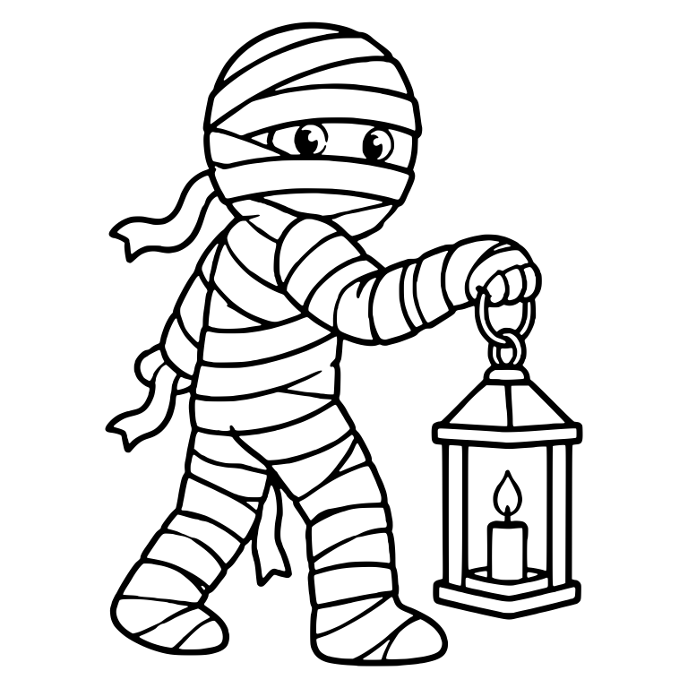 Walking Mummy With Lantern Hanging Low — free fantasy-creature SVG cut file