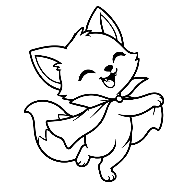 Laughing Fox Cub Twirling in Vampire Cape — free animal SVG cut file