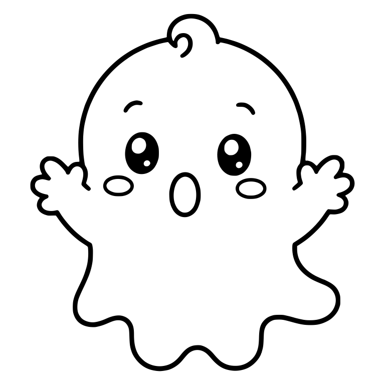 Surprised Baby Ghost With Head Curl and Waving Hands — free fantasy-creature SVG cut file