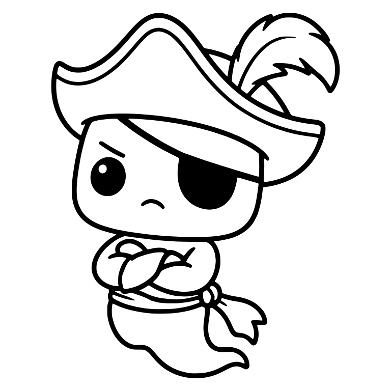 Grumpy Pirate Ghost With Tricorn Hat and Eyepatch — free fantasy-creature SVG cut file