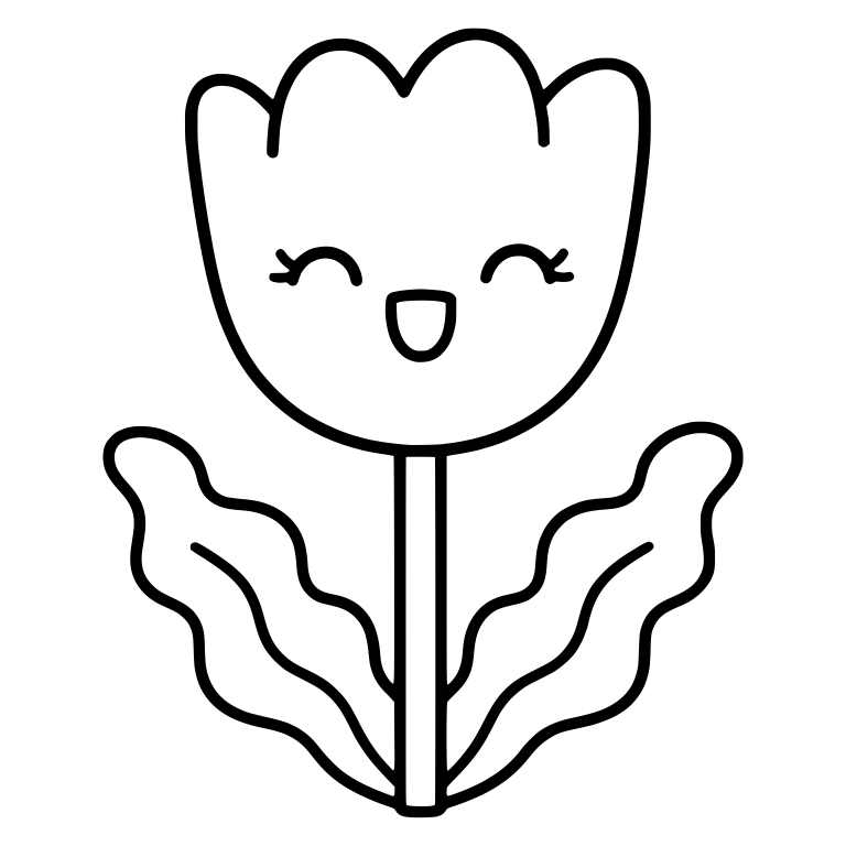 Happy Tulip With Wavy Leaves — free floral SVG cut file
