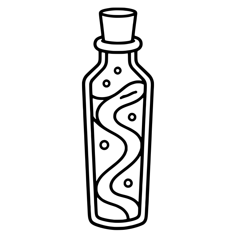 Tall Corked Potion Bottle With Wavy Swirl — free objects SVG