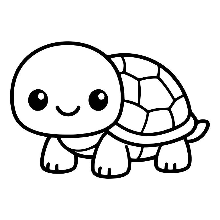 Smiling Turtle Facing Left With Segmented Shell — free animal SVG cut file