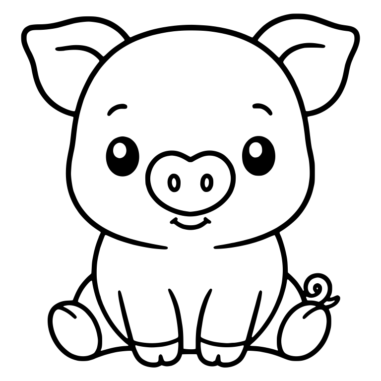 Sitting Piglet With Heart Nose And Big Ears — free animal SVG cut file