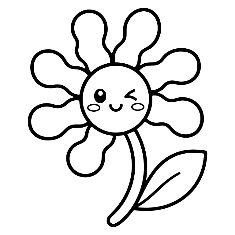 Winking Flower With Wavy Petals and Rosy Cheeks — free floral SVG cut file