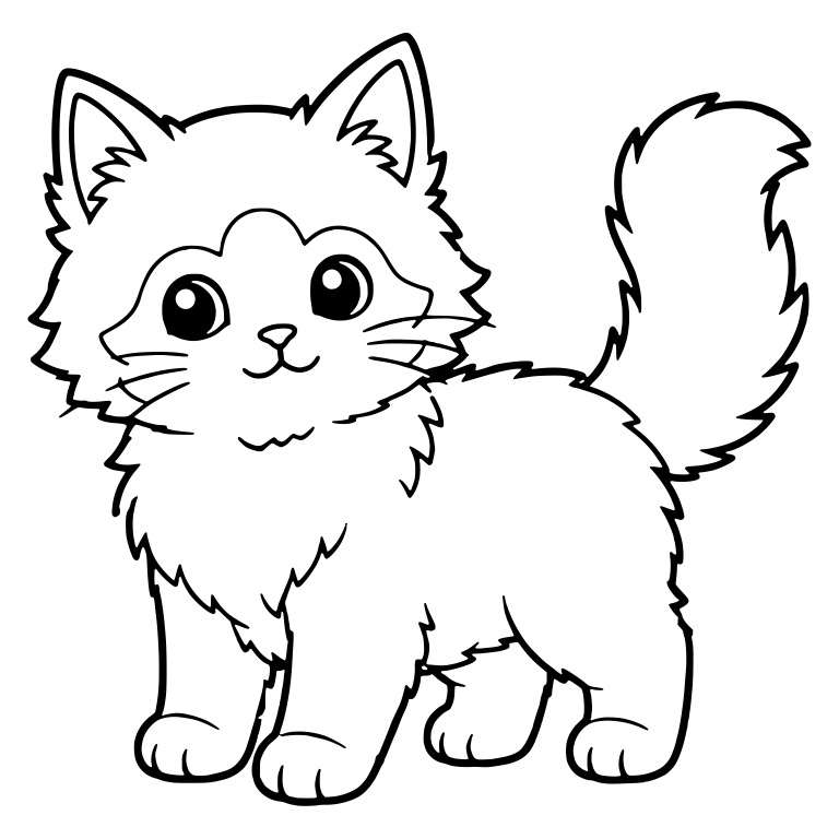 Long-Haired Kitten With Face Mask Markings and Plumed Tail — free animal SVG cut file