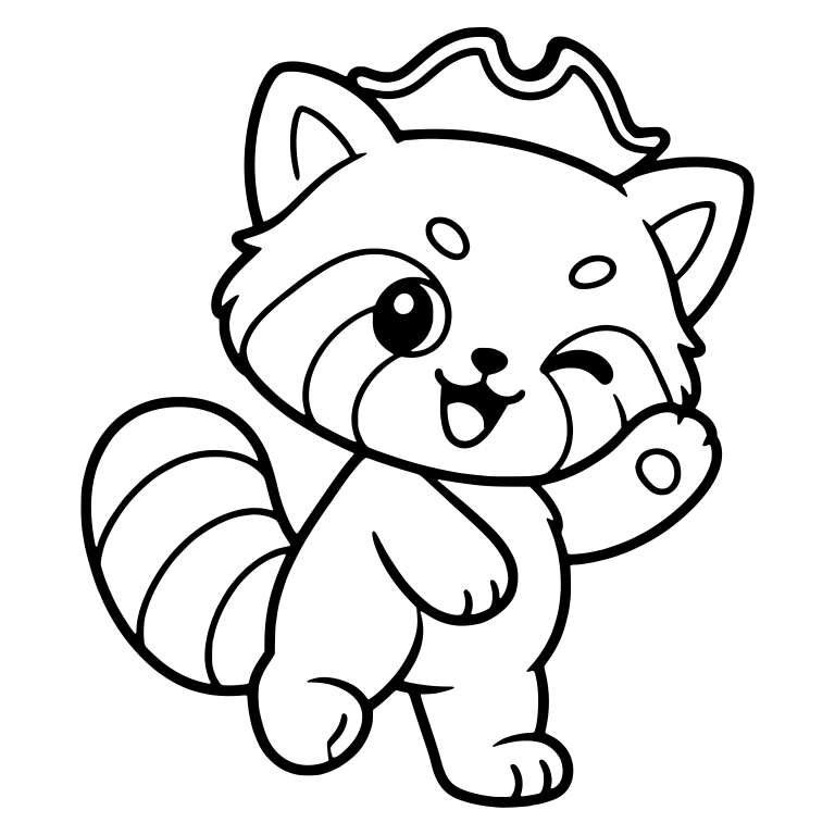 Winking Red Panda Waving in a Pirate Hat — free animal SVG cut file